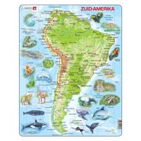 Selecta Larsen legpuzzel kaart zuid, amerika geografisch met dieren, 65st. - thumbnail
