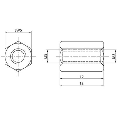 econ connect D3X12I5MH Afstandsbouten M3 M3 Messing (vernikkeld) 1 stuk(s)