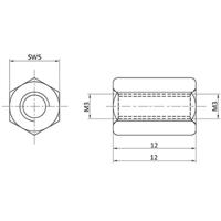 econ connect D3X12I5MH Afstandsbouten M3 M3 Messing (vernikkeld) 1 stuk(s) - thumbnail