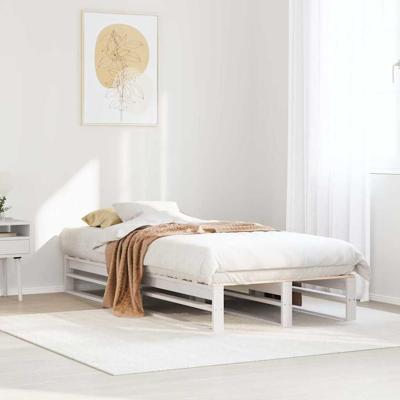 Bedframe zonder matras massief grenenhout wit 75x190 cm