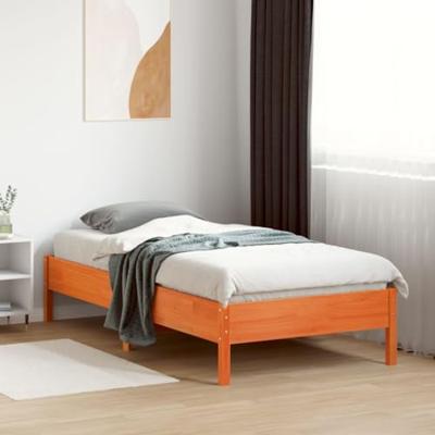 Bedframe zonder matras massief grenenhout wasbruin 75x190 cm
