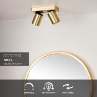Lucide NIGEL - Plafondspot - LED Dim to warm - GU10 - 2x5W 2200K/3000K - Mat Goud / Messing - thumbnail