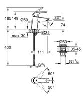 GROHE Eurosmart waterbesparende wastafelkraan s-size met pop-up waste chroom 23968003 - thumbnail
