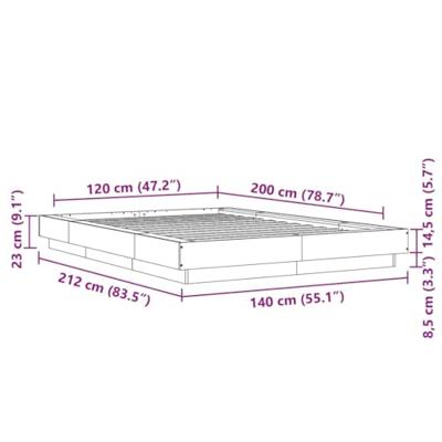 Bedframe met LED-verlichting grijs sonoma eiken 120x200 cm