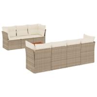 8-delige Loungeset met kussens poly rattan beige - thumbnail