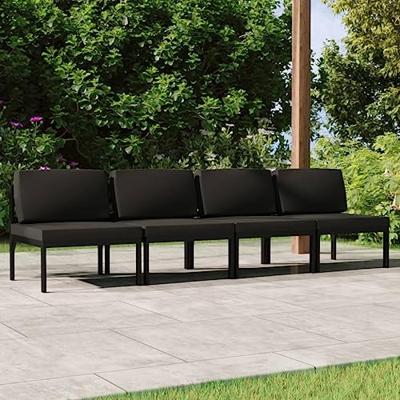 Tuinbank 4-zits met kussens aluminium antracietkleurig