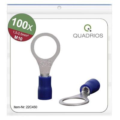 Quadrios 22C450 Ringkabelschoen Dwarsdoorsnede (max.): 2.5 mm² Schachtdiameter: 10.5 mm Deels geïsoleerd Blauw 1 set(s)