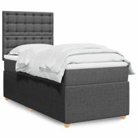 Boxspring met matras stof donkergrijs 90x200 cm - thumbnail