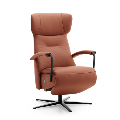 Relaxstoel C-102 Cognacbruin Leer Relaxstoel C-102 Cognacbruin Leer