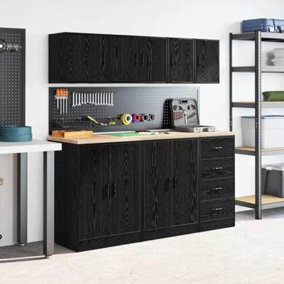 VidaXL Garagewandkasten 2 st spaanplaat zwart VidaXL Garagewandkasten 2 st spaanplaat zwart