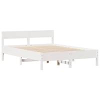 Bedframe zonder matras massief grenenhout wit 120x200 cm - thumbnail