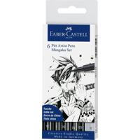 Faber Castell fc-167124 tekenstift faber-castell pitt artist pen mangaka 6-delig etui zwart - thumbnail