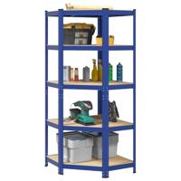 VidaXL Hoekrek 5-laags staal en bewerkt hout blauw - thumbnail