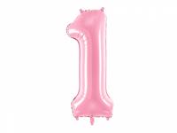 Folieballon cijfer 1 roze 86cm - thumbnail