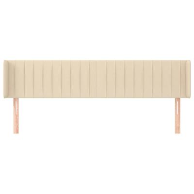 Hoofdbord met randen 163x16x78/88 cm stof crèmekleurig
