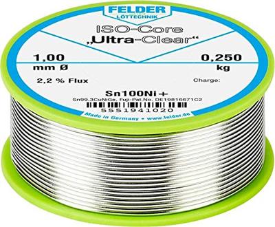Felder ISO-Core Ultra-Clear Sn100Ni+ Soldeertin, loodvrij Spoel Sn99,25Cu0,7Ni0,05 0.250 kg 1 mm