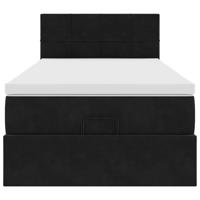 Ottoman bed met matras 90x200cm fluweel zwart - thumbnail