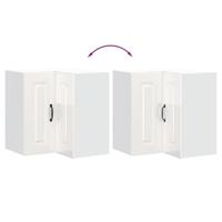 Keukenwandhoekkast Kalmar bewerkt hout hoogglans wit - thumbnail