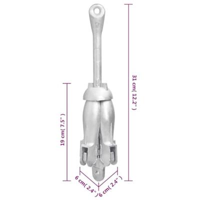 VidaXL Anker inklapbaar 1,5 kg smeedijzer zilverkleurig VidaXL Anker inklapbaar 1,5 kg smeedijzer zilverkleurig
