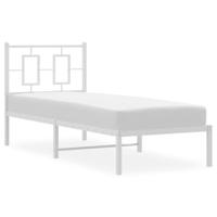 Bedframe met hoofdbord zonder matras metaal wit 75x190 cm - thumbnail