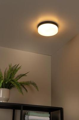 Lucide BISKIT - Plafonnière Badkamer - Ø 28 cm - LED - 1x18W 2700K - IP44 - Bewegingssensor - Zwart Lucide BISKIT - Plafonnière Badkamer - Ø 28 cm - LED - 1x18W 2700K - IP44 - Bewegingssensor - Zwart