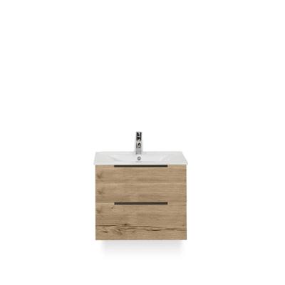 Seville Badmeubelset 60 cm - Natuur Eiken Edge greep - Wastafel Enjoy