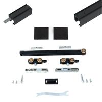 Xperta set 6m rail - Zwart - Plafond opbouw - Enkele deur - Dubbele softclose - inbouw manual fix - Set Eindkappen - thumbnail