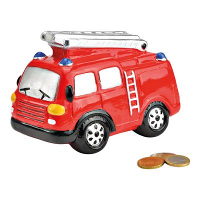 Spaarpot brandweerauto van keramiek rood (B/H/D) 16x12x8cm