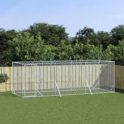 Hondenkennel voor buiten 6x2x2 m gegalvaniseerd staal zilver