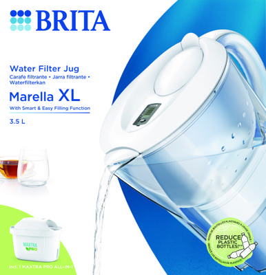 Brita - Waterfilterkan Marella Wit XL + 1 Maxtra Filterpatroon 3,5LT