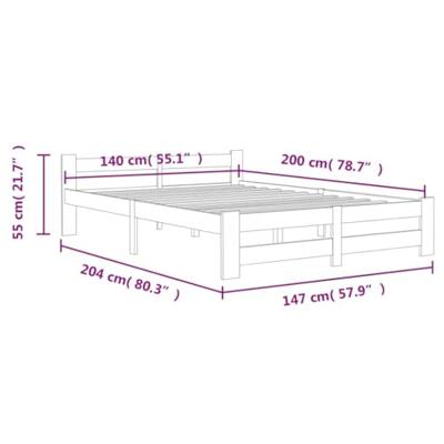 Bedframe massief grenenhout donkergrijs 140x200 cm