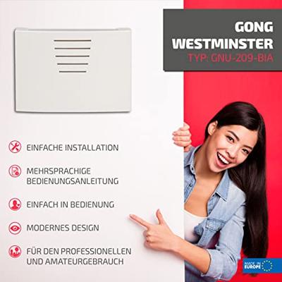 Zamel GNU-209 WESTMINSTER Gong 8 - 230 V 76 dBA Wit