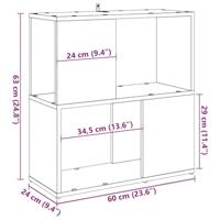 Boekenkast 60x24x63 cm bewerkt hout artisanaal eikenkleur - thumbnail