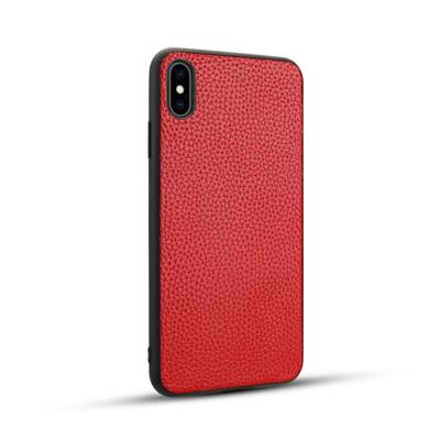 Voor iPhone XS Max Litchi PU lederen anti-Falling TPU beschermhoes (rood)
