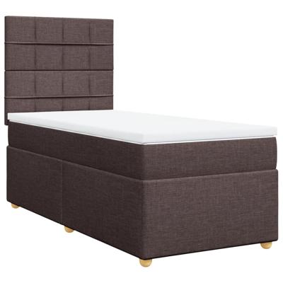 Boxspring met matras stof donkerbruin 200x200 cm