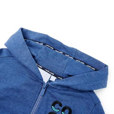 Kindervest met capuchon en rits 92 gemleerd donkerblauw Kindervest met capuchon en rits 92 gemleerd donkerblauw