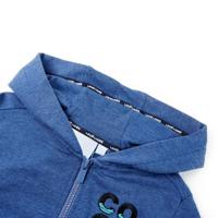 Kindervest met capuchon en rits 92 gemleerd donkerblauw - thumbnail