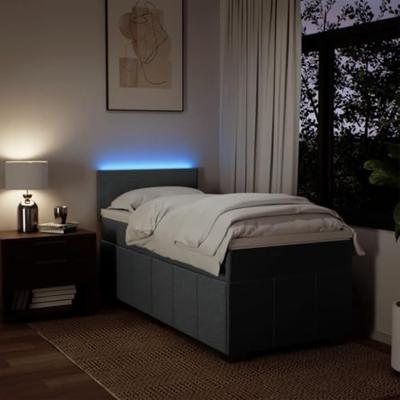 Boxspring met matras stof donkergrijs 80x200 cm