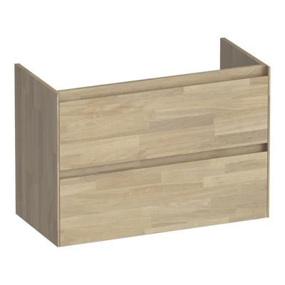 Brauer Inspire - Onderkast Ondiep - 80 cm - met 2 Softclose Lades Greeploos en 1 Sifon Uitsparing - Vingerlas Eiken Grijs