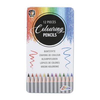 Grafix 12 kleurpotloden in blik