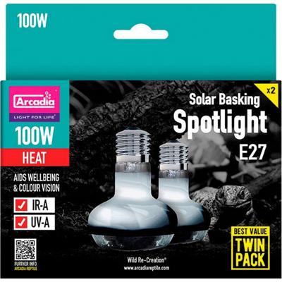 Arcadia solar basking spotlight 100 watt twin pack Habistat Aquadistri - Aquadistri