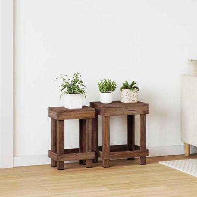 Plantenstandaard 2 pcs Bruin 70 x 11 x 27 cm Mahoniehout