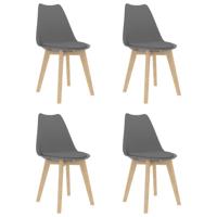 Eetkamerstoelen 4 st kunststof grijs - thumbnail