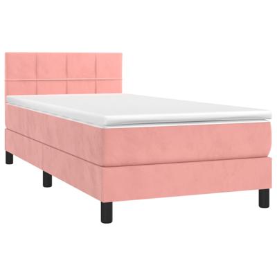 Boxspring met matras fluweel roze 100x200 cm