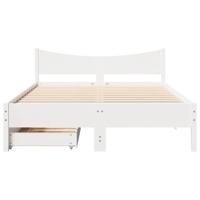 Bedframe met lades massief grenenhout wit 150x200 cm - thumbnail