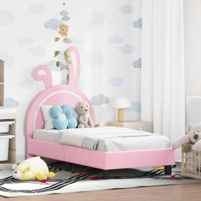 Peuterbedframe met hoofdbord met hoofdeinde Roze 70 x 140 cm PU