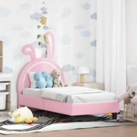 Peuterbedframe met hoofdbord met hoofdeinde Roze 70 x 140 cm PU - thumbnail