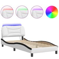 Bedframe met LED-verlichting kunstleer wit en zwart 90x200 cm - thumbnail