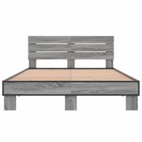 Bedframe bewerkt hout metaal grijs sonoma eiken 140x190 cm - thumbnail