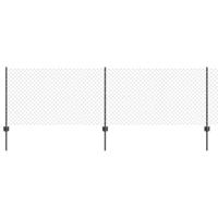VidaXL Hek met paal grijs 0,8 x 10 m staal en pvc - thumbnail
